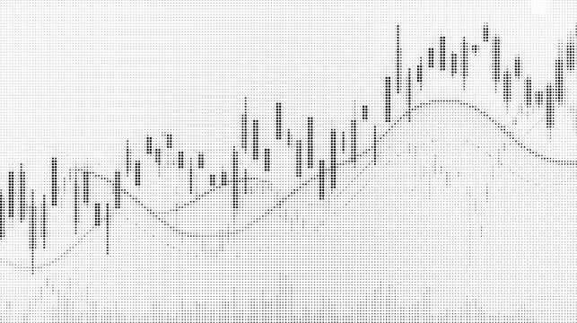 Abstract financial stock market chart with halftone dot patterns on a white background
