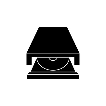This is a minimalist vector illustration of a CD DVD Room icon, featuring a simple, clean, and solid glyph style. The icon can be used as a symbol, sign, or logo.