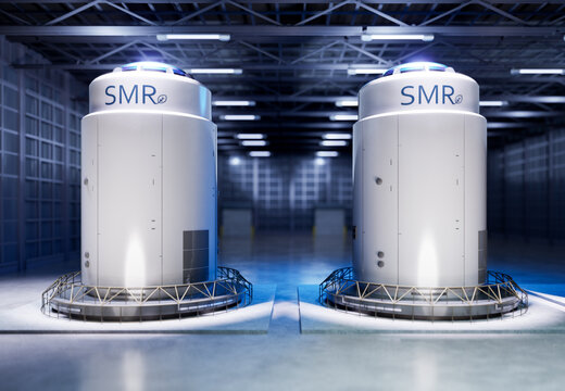 Group of smr or small modular nuclear reactors power plant