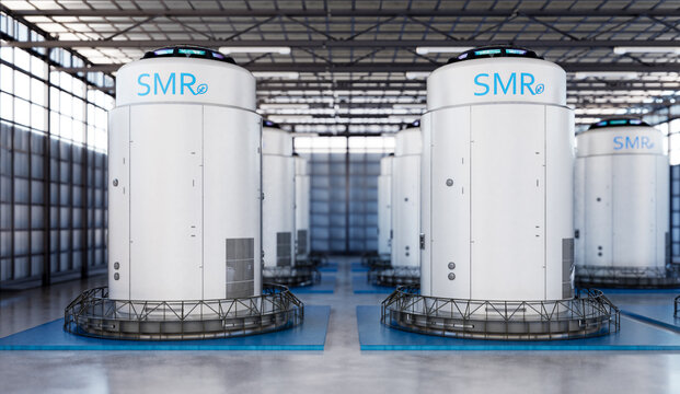 Group of smr or small modular nuclear reactors power plant