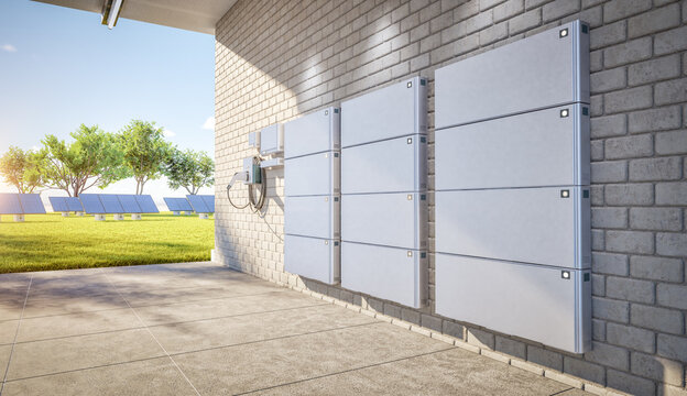 Group of home batteries or energy storage systems in garage