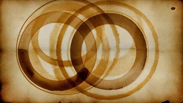 Interlocking Rings Coffee Stain Art Abstract Background