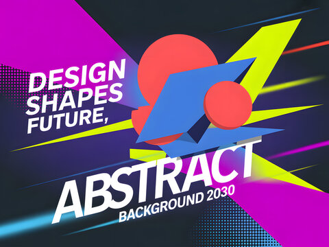 Geometric abstract background with colorful shapes and typography for modern poster design.