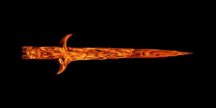 fire flame sword isolated on black