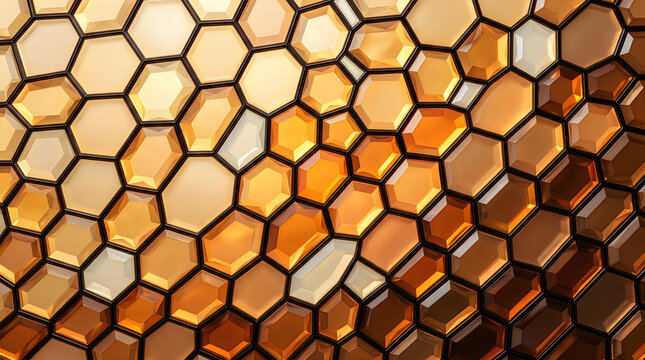 Golden honeycomb pattern with selective focus and warm lighting