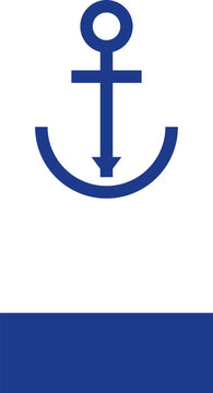 Minimalist blue maritime anchor icon representing nautical stability and security on a clean white background illustration