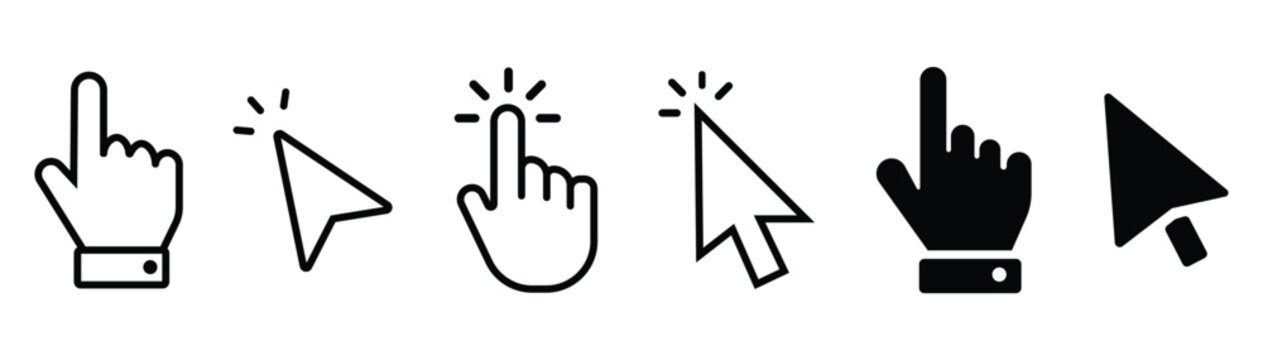 Set of Hand Cursor Icons for User Interface Design