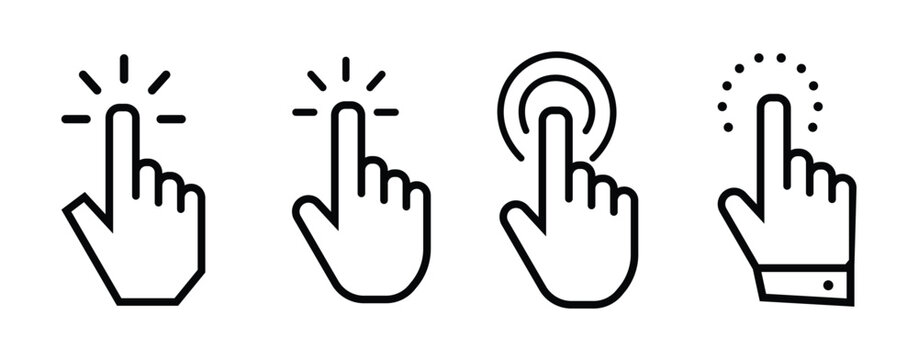 Set of four hand cursor icons for user interface design