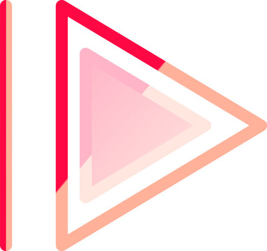 Modern pink and red skip forward media player button icon isolated on white background illustration