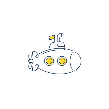 Minimalist Submarine Line Art Illustration on Black Background