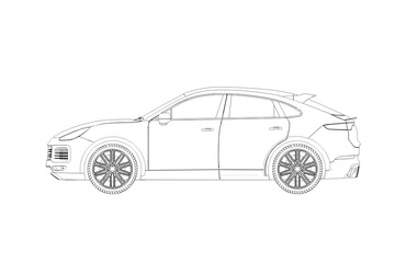Fototapeta premium car outline drawing, sketch, contour image