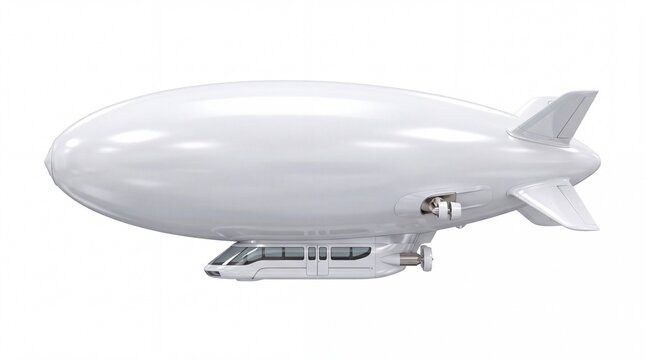White blimp airship floating in the sky