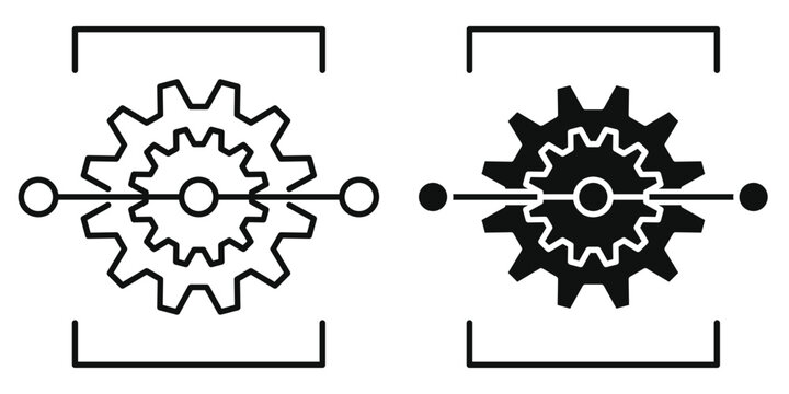 AI API Integration Vector Icon Set, Artificial Intelligence Technology Gear System and Software Development Design