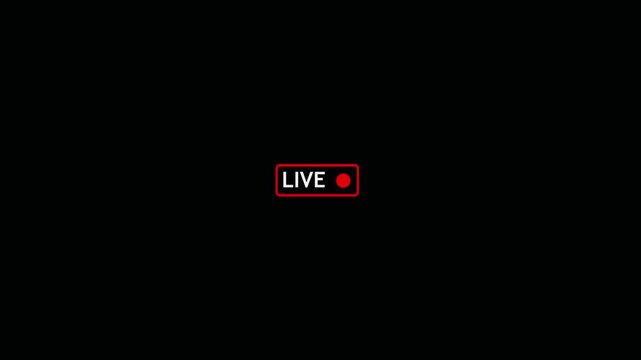 Minimalist red and white live streaming interface icon isolated on dark background
