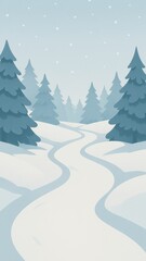Fototapeta premium Serene snowy forest path wallpaper for mobile