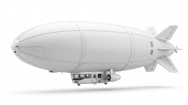 Large white zeppelin airship flying in the sky