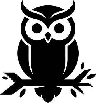 vector illustration of Black and white owl sitting on a branch illustration Vector, illustration , Happy Halloween, Halloween, Halloween Icons