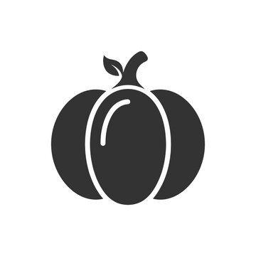 vector illustration of Simple black and white pumpkin icon with green stem Vector, illustration , Happy Halloween, Halloween, Halloween Icons