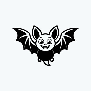 vector illustration of Cute cartoon bat with happy face flying Vector, illustration , Happy Halloween, Halloween, Halloween Icons