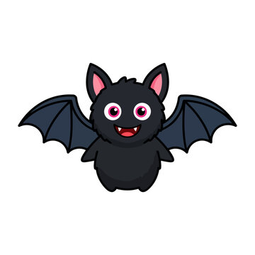 vector illustration of Cute cartoon bat with big red eyes flying Vector, illustration , Happy Halloween, Halloween, Halloween Icons