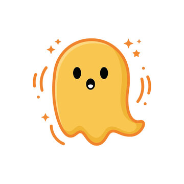 vector illustration of Cute cartoon ghost with surprised expression floating with sparkles Vector, illustration , Happy Halloween, Halloween, Halloween Icons