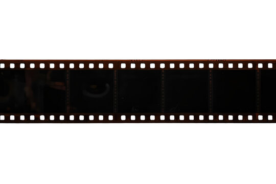 Black photographic film strip with multiple blank frames