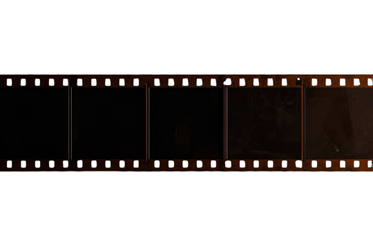 Dark brown vintage film strip with empty frames