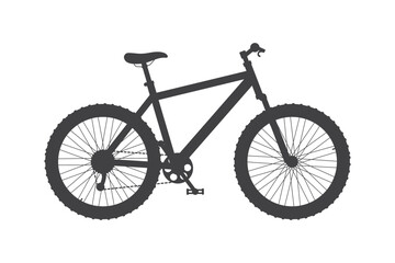 Fototapeta premium Silhouette side view of a mountain bike conveying cycling, outdoor adventure and fitness; ideal for sports, transportation, recreation and design projects needing a clean bicycle graphic.