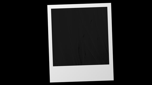 Vintage photo frame card with film texture, dust and scratches, isolated black JPEG.