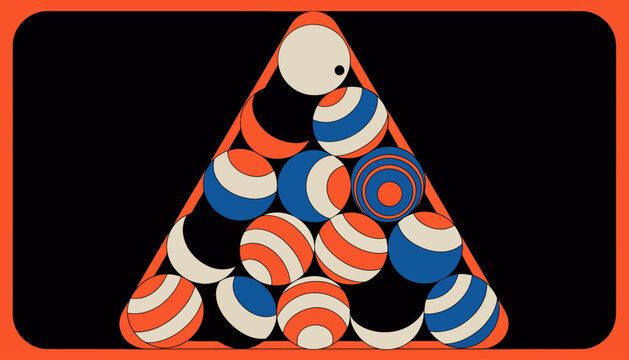colorful billiard balls in triangle rack