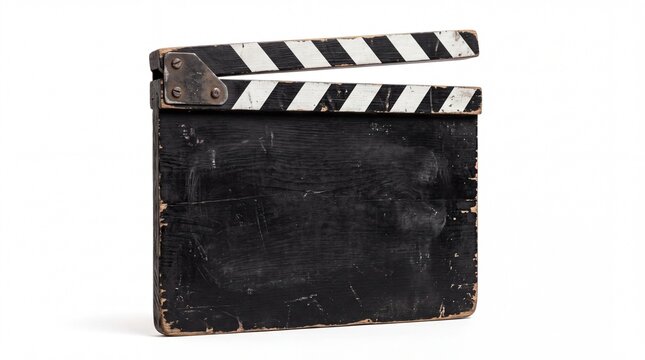 Old worn film clapperboard for movie and video production