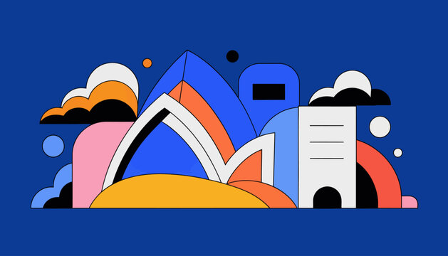 abstract cityscape, colorful illustration