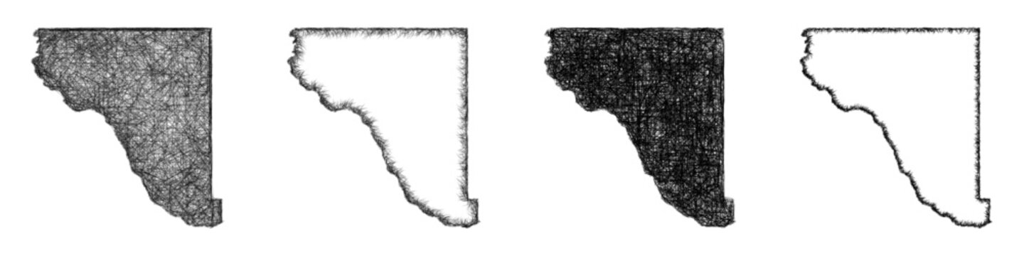 Sketch El Paso, Texas outline map design set