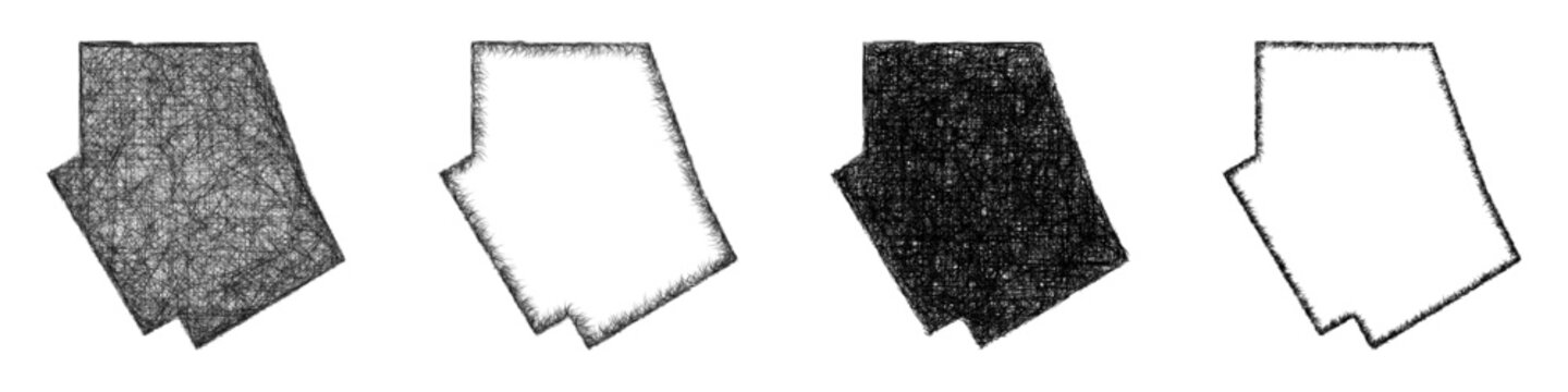 Monochrome sketch Erath, Texas outline map design set