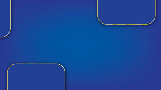 Abstract deep blue background with elegant golden outlined rounded rectangular shapes, ideal for modern presentations, corporate branding, and sophisticated digital graphic design