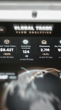 Vertical trade analytics dashboard presents four global metrics
