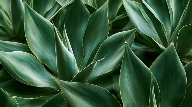 Awesome photo of closeup of smooth green agave succulent leaves pattern.