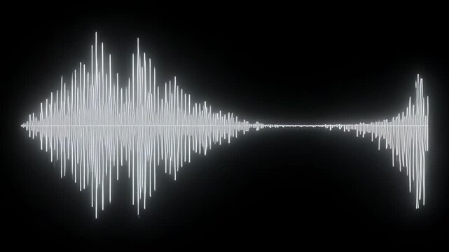 Audio waveform visualizer glowing in dark with cinematic motion and abstract digital sound waves
