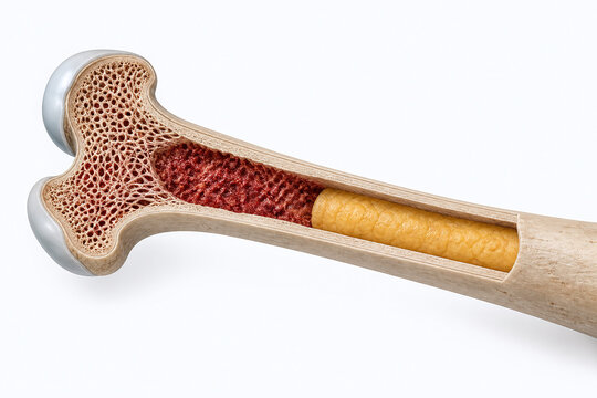 Long bone cross section with red and yellow marrow