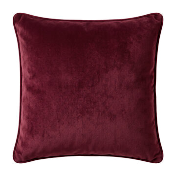 Burgundy red velvet square decorative throw pillow