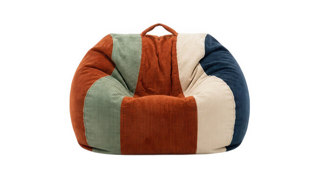 Comfortable colorful bean bag chair with soft knit texture for modern living room interior decor