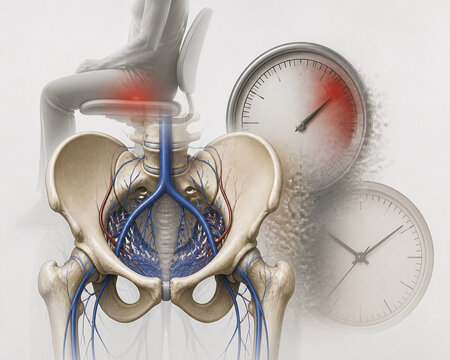Prolonged Sitting Pressure on Pelvic Veins Concept