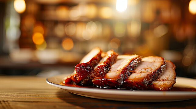 Char Siu Pork Strips with Rich Maltose Glaze Traditional Cantonese Roast Meat Shop