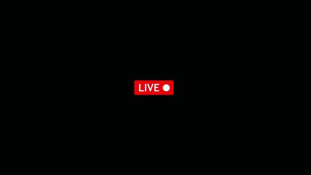 Red live streaming icon button isolated on a plain background