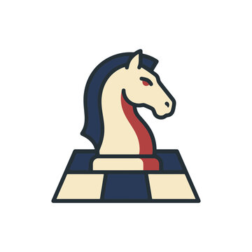 Chess knight piece vector icon symbol flat graphic design element
