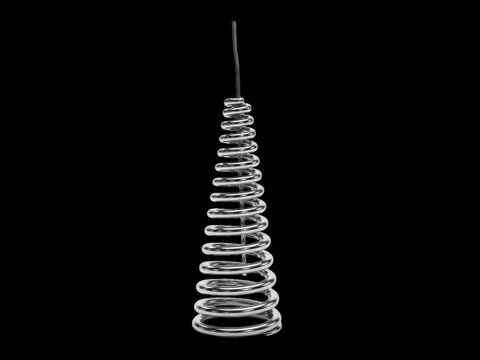 Silver metal coil spring in a cone shape