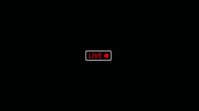 Digital live stream broadcast icon with red dot on display screen