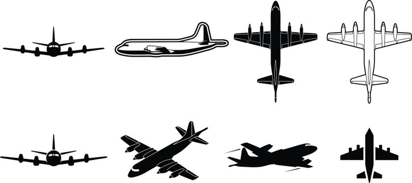 Lockheed P-3 Orion Maritime Surveillance Anti-Submarine Warfare Aircraft Vector Silhouette Grid