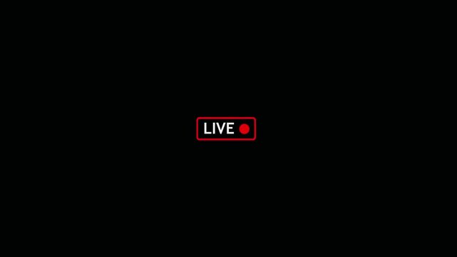 Live streaming broadcast sign with red frame and red indicator button