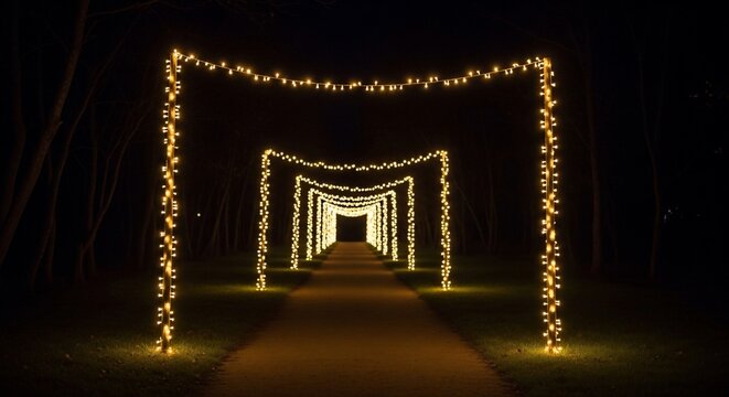 Tunnel illuminated lights night